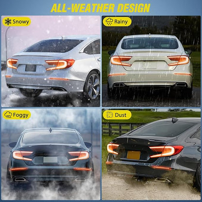 Nilight Rear Bumper Tail Light Compatible with 2018 2019 2020 2021 2022 Honda Accord 10th Smoke Lens LED Reflector Rear Bumper Lamp Brake Turn Signal Sequential Flashing Driving Taillights Replacement