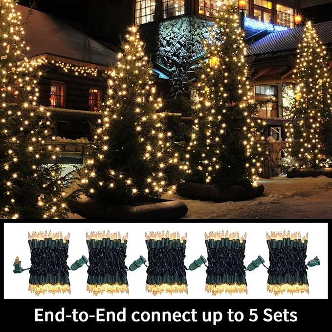 LAMPHOME 100 Count Clear Christmas Lights - 20 ft Ultra Bright White String Lights with Green Wire for Indoor and Outdoor Use, Christmas Trees, Holidays Party Patio Wedding and Garden