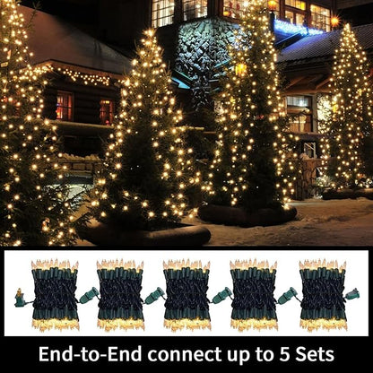 LAMPHOME 100 Count Clear Christmas Lights - 20 ft Ultra Bright White String Lights with Green Wire for Indoor and Outdoor Use, Christmas Trees, Holidays Party Patio Wedding and Garden