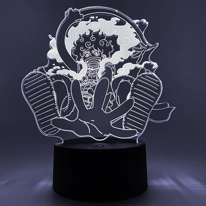 Otaku Lamps Luffy GEAR5 Posing One Piece – Anime Lamp Figure Night Light, 16 Color RGB LED – 3D Anime Room Décor Gift for Otaku