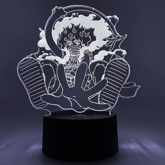 Otaku Lamps Luffy GEAR5 Posing One Piece – Anime Lamp Figure Night Light, 16 Color RGB LED – 3D Anime Room Décor Gift for Otaku