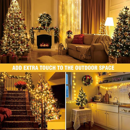 210 LEDs Warm White LED String Lights – 70FT Transparent Wire, Waterproof & Connectable Christmas Tree Lights for Indoor Outdoor Holiday Décor