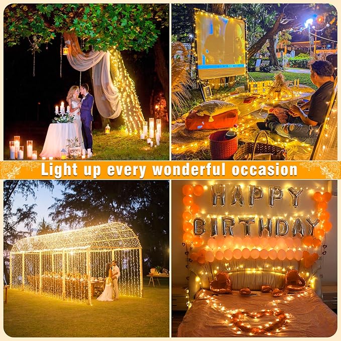 165FT 500 LED Outdoor String Lights, Warm White Christmas Lights Indoor Waterproof, 8 Modes Plug in Twinkle Fairy Lights for Outside Bedroom Garden Patio Party Wedding Holiday Decorations