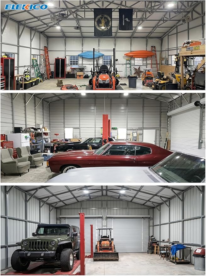 New Super Bright Ultra-Thin 200w High Bay Led Shop Lights| 30000LM 5000K UFO Led High Bay Light with 5ft Cable Hook Safe Rope| Shop&Garage Lighting Lights for Factory Workshop Warehouse Garage Barn