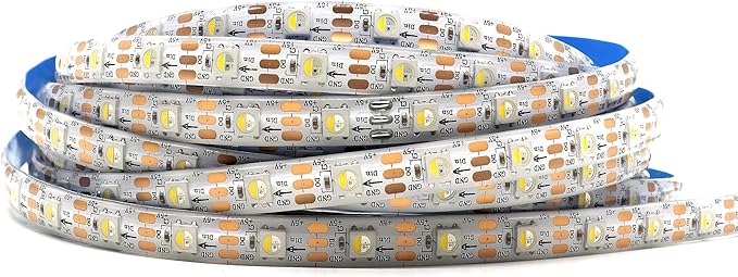 DC5V SK6812 (Similar WS2812B) RGBW RGB+Cold White led Strip Light 60leds/Pixels/m Individually Addressable 4 Color in 1 LED (16.4ft(5m) 300leds IP65) (No Adapter or Controller)