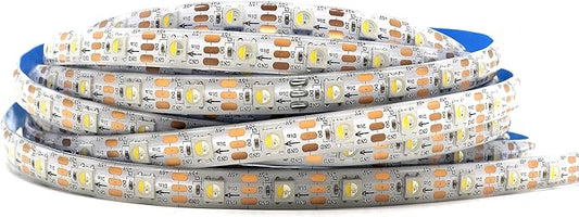 DC5V SK6812 (Similar WS2812B) RGBW RGB+Cold White led Strip Light 60leds/Pixels/m Individually Addressable 4 Color in 1 LED (16.4ft(5m) 300leds IP65) (No Adapter or Controller)