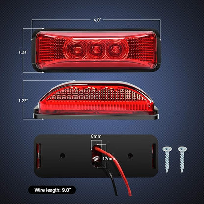 Nilight 10Pcs 3 Led Trailer Light 3.9 Inch Front Rear Side Marker Lights Clearance Indicator Waterproof Sealed Surface Mounted Marker Light for RV Truck Trailer UTE UTV 12V