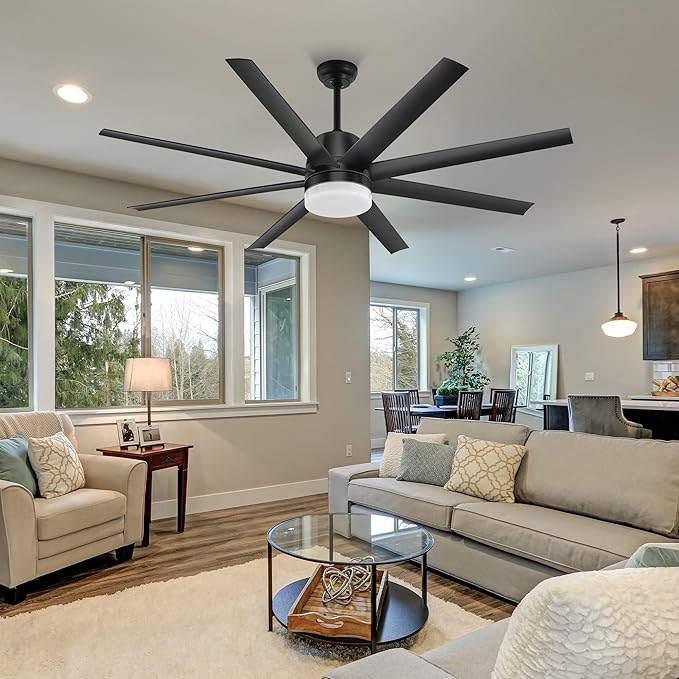YITAHOME Black Ceiling Fans 60 Inch with Lights and Remote, Modern Fan for Indoor with Quiet Reversible 6 Speeds Motor, Dimmable LED 3 Color, Memory Function for Bedroom Living Room