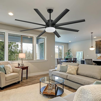 YITAHOME Black Ceiling Fans 60 Inch with Lights and Remote, Modern Fan for Indoor with Quiet Reversible 6 Speeds Motor, Dimmable LED 3 Color, Memory Function for Bedroom Living Room