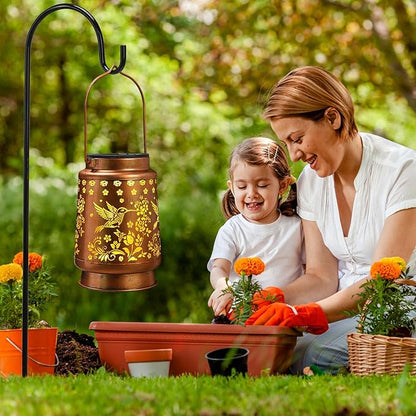 Solar Lanterns Outdoor Waterproof,Mothers Day Gifts,Birthday Gifts for Women Mom Grandma,Garden Decor Metal Hanging Decorative Solar Lights,Gardening Gifts for Yard,Patio, Lawn,Tabletop(Hummingbird)