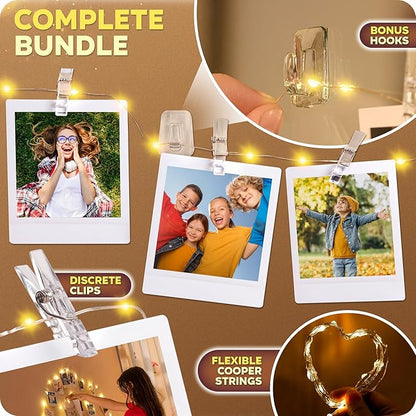 Mind-Glowing Photo Clips String Light - Warm White Fairy Lights with Clips for Hanging Pictures - Teen Girl Room Decor, Trendy Stuff - Birthday Gift for Any Year Old Tween Girls (50 LED, 16.4 ft)