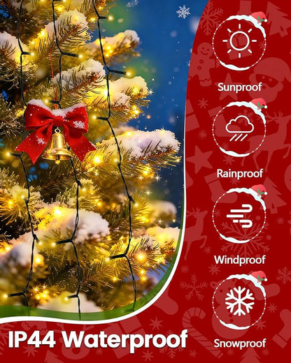 2025 New Christmas Tree Lights Indoor with Voice Control & Remote | 448LED Waterfall Tree Topper Lights with 12 Modes & Timer, 7FT x 16 Lines Cascading Twinkle Lights for 7FT Xmas Decor(Warm White)