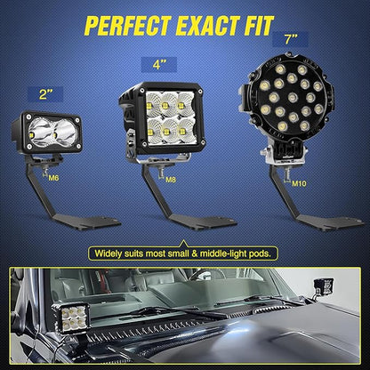 Nilight Ditch Light Brackets Hood Hinges Mount Bracket Kit for Auxiliary Offroad LED Pod Work Lighting on 1999-2006 Chevrolet Silverado Tahoe Suburban GMC Sierra Yukon
