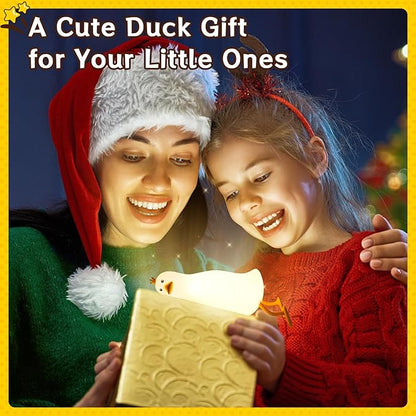 Cute Duck Night Light: LED Baby Silicone Duck Lamp - 7 Colors Kids Night Lamp - Rechargeable Nursery Nightlight - Timer Function Bedside Lamp - Cute Bedroom Décor - Gifts for Children