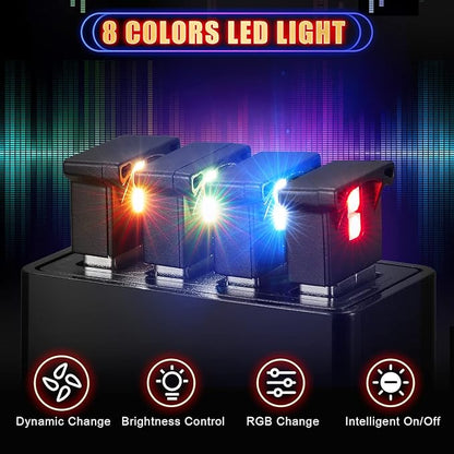 Frienda 8 Pieces Mini USB LED Light, Car LED Interior Lighting 5v Smart USB Atmosphere Light, Laptop Keyboard Office Decoration Night Lamp, Adjustable Brightness, 8 Colors