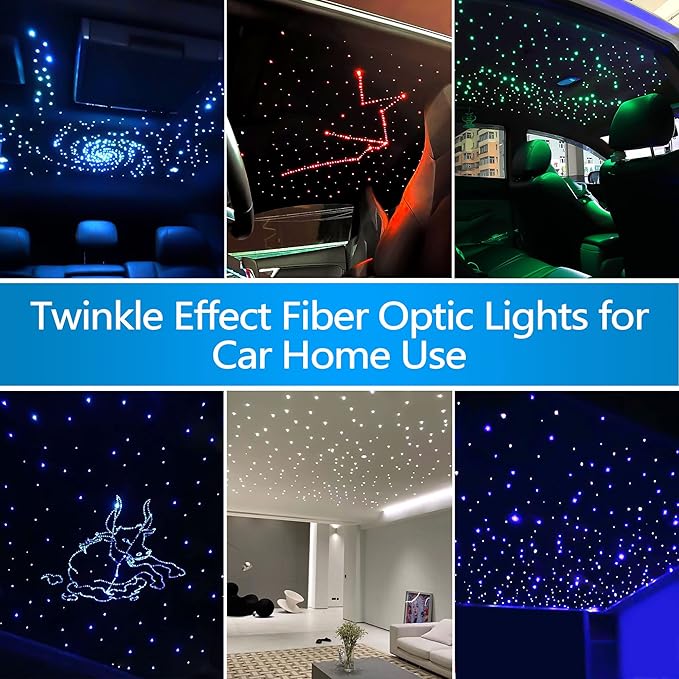 ATOKEE Starlight Headliner Kit 550pcs 0.03in 13.1ft, 16W Twinkle Fiber Optic Star Lights for Car Roof Use with APP/RF Remote Control