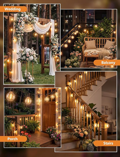 GOOTHY G40 LED Outdoor String Lights, 50Ft Patio String Lights Waterproof with 52 Shatterproof Globe Bulbs, Hanging Outdoor Lights for House Backyard Party Cafe Balcony Porch Christmas Decor, Black