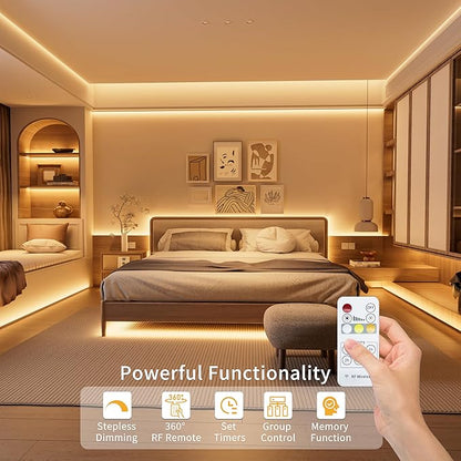 PAUTIX 5V USB COB LED Strip Lights with RF Remote,Dotless LED Lights 2700K-6500K CCT Tunable White Dimmable 6.56ft TV Backlight,Flexible Under Cabinet Tape Light for Bedroom,Kitchen,Shelf DIY Lighting