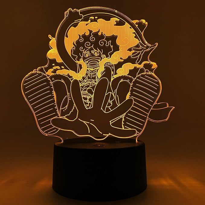 Otaku Lamps Luffy GEAR5 Posing One Piece – Anime Lamp Figure Night Light, 16 Color RGB LED – 3D Anime Room Décor Gift for Otaku