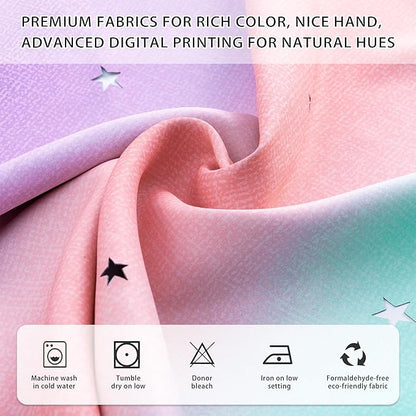 XiDi Blackout Curtains 90 Inches Long for Girl Bedroom Decor Kids Rainbow Pink Curtains Princess Room Darkening Thermal Insulated Grommet Window Drapes Nursery Pink Purple Green 42x90 2 Panels Set