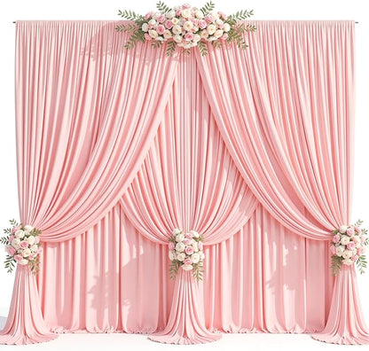 20ft x 15ft Blush Pink Wrinkle Free Backdrop Curtains for Wedding Party Backdrops Curtain Drapes Fabric Decorations Photo Back Drop Cloth for Baby Shower Photography Stage Reception