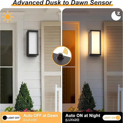 𝟐𝟎.𝟓-𝐈𝐍𝐂𝐇 Dusk to Dawn Outdoor Wall Lights, Large Size Waterproof Patio Lanterns, LED Exterior Light Fixture Wall Mount Lantern Sconce, Black Outdoor Wall Sconces for Front Door Porch