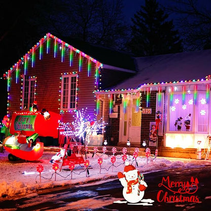 JMEXSUSS 2 Pack Solar Meteor Shower Lights, 16 Tube 288 LED Multicolor Meteor Christmas Lights, Solar Christmas Lights Outdoor Waterproof for Tree Christmas Decorations
