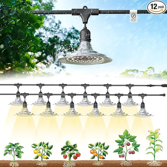 Outdoor Waterproof Grow Light, 41FT Daisy Chain LED, Full Spectrum, UL Certified, for Greenhouse Plants