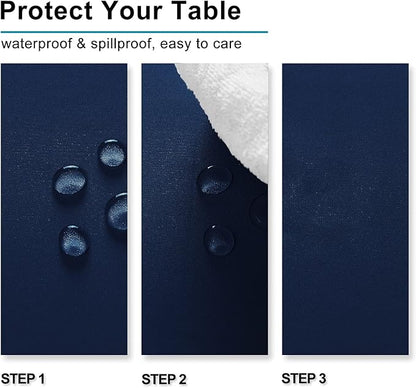 Hiasan Navy Blue Tablecloth for Rectangle Tables - Waterproof and Spillproof Washable Fabric Table Cloth for Dining Room Kitchen Party, 60 x 120 Inch