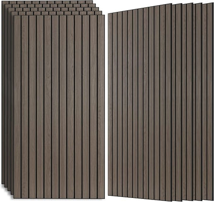 Wood Veneer Sound Panels, 10 Pack 47.2”x23.6” Wall Panels, Decorative Acoustic Panels for Walls, for Office,Home Theater,Studio,Living Room, Walnut(Mitred)