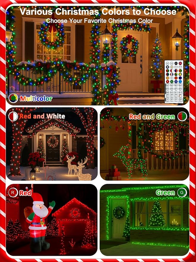 400LED Smart 4th of July String Lights App Controlled, 142FT Waterproof Red White and Blue Lights, Patriotic RGB Color Changing Twinkle Light with Remote & Timer Indoor Outdoor for Memorial Day Decor