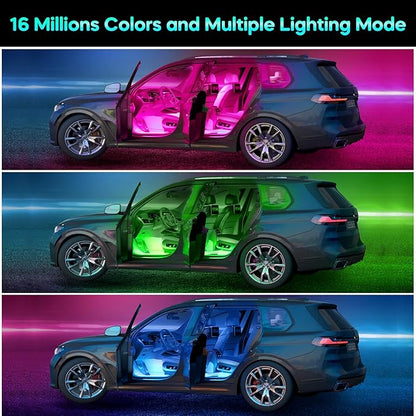 Winzwon Led Lights for Car Accessories Interior, Gifts for Mothers Day Him Her Men Women Teen Boys Girls, APP Control with USB Port Color Change Lights for Truck Decor