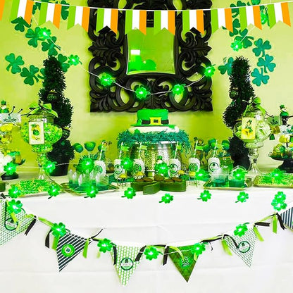 BOHON St Patricks Day Decorations Shamrocks String Lights Battery Operated 13 ft 40 LEDs Lucky Clover Green Lights for St Patrick's Day Accessories Office The Home Saint St. Patrick's Day Decor