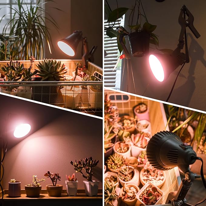 LED Plant Grow Light Bulbs Full Spectrum with 17.29 PPF, Grow Light with 6Feet Cord and Clamp for Indoor Plants