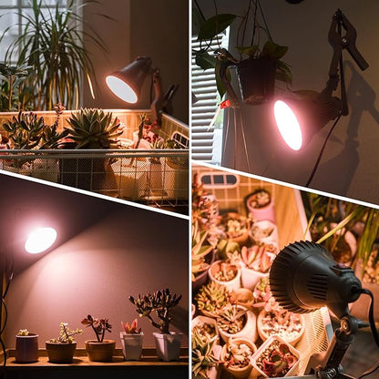 LED Plant Grow Light Bulbs Full Spectrum with 17.29 PPF, Grow Light with 6Feet Cord and Clamp for Indoor Plants