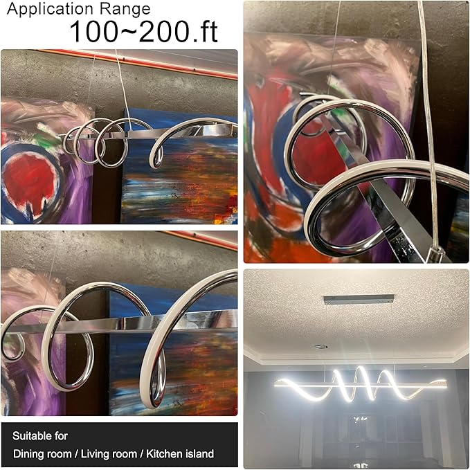 Modern LED Pendant Light Fixture,47.24inch Modern Chandelier Light Fixtures Dimmable with Remote 3000K-6500K Adjustable Color Temperature Brightness