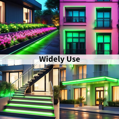 iNextStation Green LED Strip Lights 16.4FT/5M, 12V Flexible Silicone Neon Rope Lights, IP65 Waterproof, Cuttable Strip Light for 0.98Inch, Rope Led Lights for Bedroom, Indoor, Outdoor (No Adapter)
