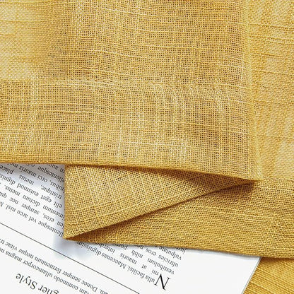 Mustard Yellow Kitchen Curtains Retro Vintage 70s Rod Pocket Small Semi Sheer Honey Gold Short Curtains for Bedroom 2 Panels Set Bathroom Decor Living Room Bay Windows Decorations 36 Inch Length