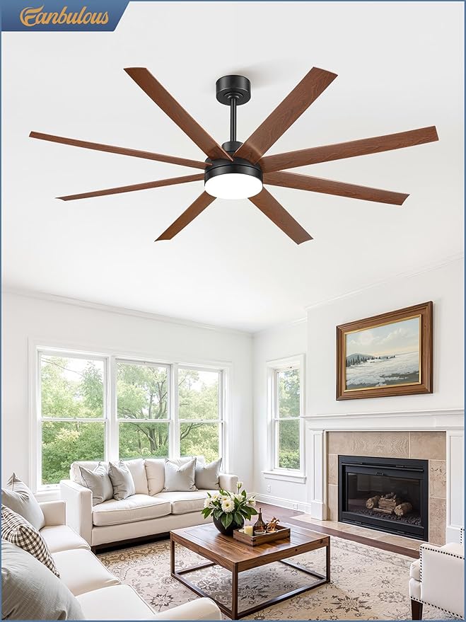 Fanbulous 65 Inch Large Ceiling Fans with Lights, Black Ceiling Fan with Remote Control, Dimmable, 3CCT, Quiet, Modern Ceiling fan For Living Room, Bedroom, Kitchen, Patio, Outdoor