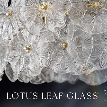 30" Luxury Glass LED Chandelier Modern Gold Dimmable 3000-6500K Large Lotus Leaf Chandeliers Light with Remote Control Contemporary for High Ceiling Living Dining Room Foyer Kitchen Entryway