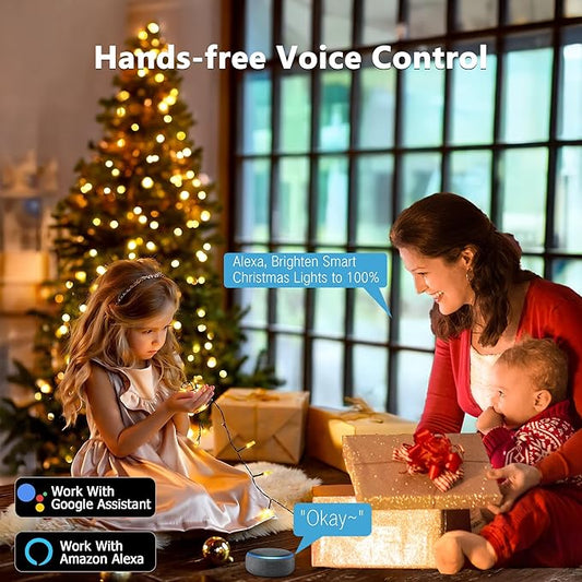 Brizled Smart Christmas Tree Lights, 66FT 200 LED Color Changing Bubble Candle String Lights App & Voice Control, Warm White & Color WiFi Xmas Light Music Sync for Indoor Outdoor Xmas Wedding Party
