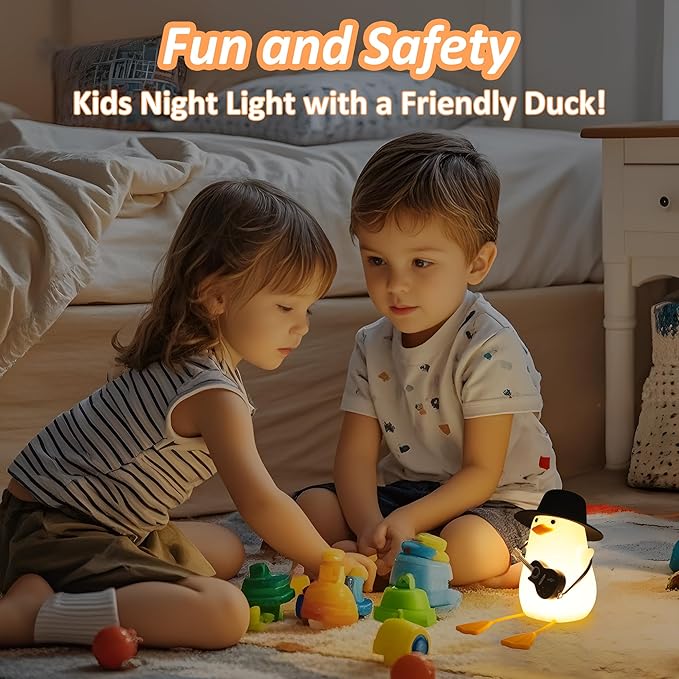Anywin Duck Night Light, Squishy Duck Lamp, Silicone Bedside Light Up Funny Duck with Dimmer & Rechargeable. Birthday Gifts for Friends Women(Guitar Duck)