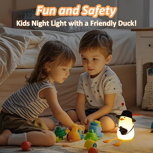 Anywin Duck Night Light, Squishy Duck Lamp, Silicone Bedside Light Up Funny Duck with Dimmer & Rechargeable. Birthday Gifts for Friends Women(Guitar Duck)