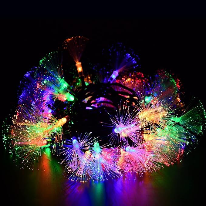 YOLIGHT 33FT Fiber Optic Fairy Lights 60 LED Firework String Light Twinkle Green Wire Christmas Lights for Indoor Outdoor Wedding, Christmas Tree, Garden, Patio, Party Decoration (Multi-Colored)