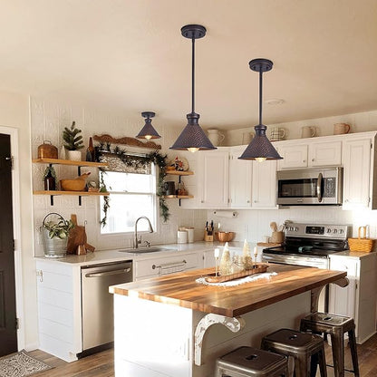 Tarentlight Max 58”Ht Adjustable Tube Mini Pendant,Vintage Hammered Pattern Cast Aluminum Shade,1-E26 Classic Lamp,Oil Rubbed Bronze Farmhouse Hanging Light for Kitchen Island,Entryway,Dining Room.
