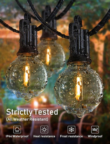 Brightown Outdoor String Lights, 80FT 40+2 G40 Bulbs Shatterproof Patio Lights, IP65 Waterproof Dimmable Hanging Connectable Globe LED Outdoor Lights for Backyard, Bistro, Porch, Deck, Balcony