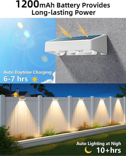 JOFIOS Solar Fence Lights Outdoor, 8 Pack, 9 Fixed Colors ＆ Color Changing LED Light Solar Powered Waterproof IP65 Dusk-to-Dawn Vinyl Fence Lights for Patio, Railing, Pool, Porch, Backyard, Wall
