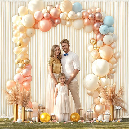 Champagne Backdrop Curtain for Parties Wedding Baby Shower Wrinkle Free Photo Curtains Backdrop Drapes Fabric Decoration for Bridal Shower 5ft x 7ft,2 Panels