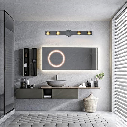 Garwarm Modern Ceiling Light Track Lighting, 31.5 Inch Dimmable LED Kitchen Ceiling Light Fixture with Remote 4-Light LED Chandelier Wall Sconce for Bedroom Dining Room Black