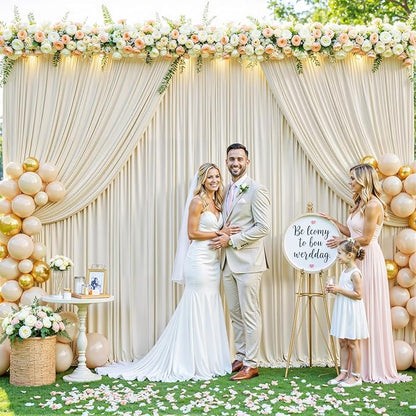 4 Panels Beige Backdrop Curtain for Wedding Parties Wrinkle Free Beige Photo Curtains Backdrop Drapes Fabric Decoration for Baby Shower Photoshoot 20ft(W) x 10ft(H)